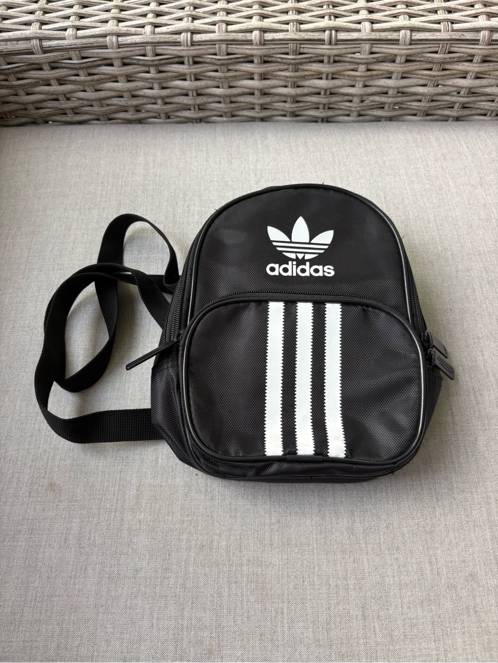 Adidas Originals Black Mini Backpack Trefoil Logo Lightweight Nylon